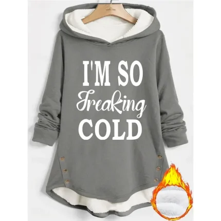 Women's Hoodie Sweatshirt Pullover Fleece Lined Warm Pajamas Warm Fuzzy Comfrt Sherpa Fleece Lined Letter Casual Sports Print Long Sleeve Black Dark P - Image 5