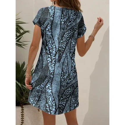 Women's Mini Dress Knit Dress Casual Dress T Shirt Dress Tee Dress Sundress Vacation Casual Regular Fit Graphic Geometric Abstract Short Sleeve V Neck - Image 3