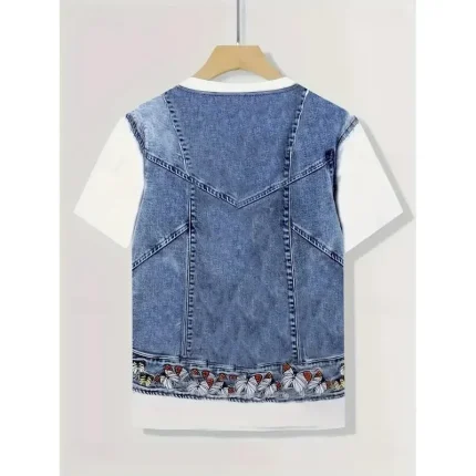 Women's T Shirt Graphic Bohemia Vintage Stylish Short Sleeve Crew Neck Regular Tops Daily Going out Weekend Print Blue Summer Spring 2025 - Image 5