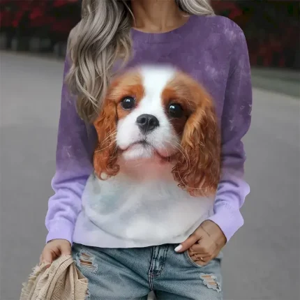 Women's Sweatshirt Pullover Dog Casual Sports Print Sportswear Funny Round Neck Long Sleeve Top Micro-elastic Fall & Winter Comfrt Breathable Soft Fab - Image 5