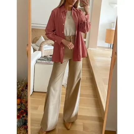 Women's Shirt Jacket Warm Breathable Buttons Pocket Casual Plain Vacation Street Daily Wear Going out Single Breasted Regular Turndown Regular Fit Lon - Image 4