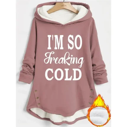 Women's Hoodie Sweatshirt Pullover Fleece Lined Warm Pajamas Warm Fuzzy Comfrt Sherpa Fleece Lined Letter Casual Sports Print Long Sleeve Black Dark P - Image 4