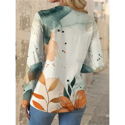 Women's T shirt Crew Neck Long Sleeve Tunic Floral Graphic Casual  Regular Tops Daily Print Yellow Spring Fall 2025 - Image 3