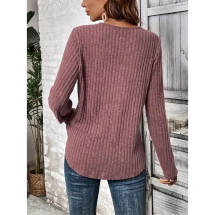 Women's Elegant Lace Tops Eyelet Blouse Casual Solid Color Regular Tops Long Sleeve Crew Neck Lace Patchwork Regular Fit Daily Red Gray Romantic Petit - Image 3