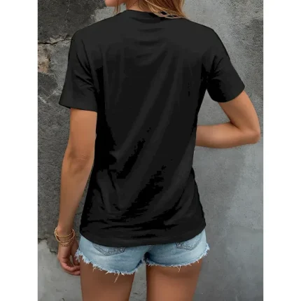 Women's T Shirt Skulls Graphic Cat Vintage Stylish Classic Short Sleeve V Neck Regular Tops Daily Print Black and White Black White Yellow Pink Summer - Image 3