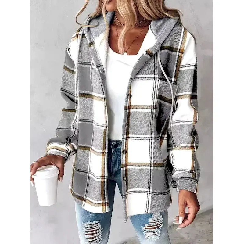 pbuqxz1757467579222.webp Women's Pullover Hoodie Sweatshirt Graphic Geometric Plaid Vintage Casual Long Sleeve Hooded Regular Tops Street Dailywear Casual Print Front Pocket R - Image 1