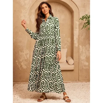 Geometric Print Maxi Dress Resort Wear 2025 - Image 4