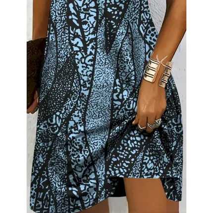 Women's Mini Dress Knit Dress Casual Dress T Shirt Dress Tee Dress Sundress Vacation Casual Regular Fit Graphic Geometric Abstract Short Sleeve V Neck - Image 4