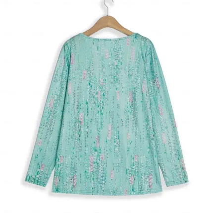 Women's Blouse Sequin Floral Print Three-Quarter Sleeve Keyhole Neckline Elastic Cuffs Loose Fit Golden Yellow Spring Summer Elegant Day to Evening We - Image 4